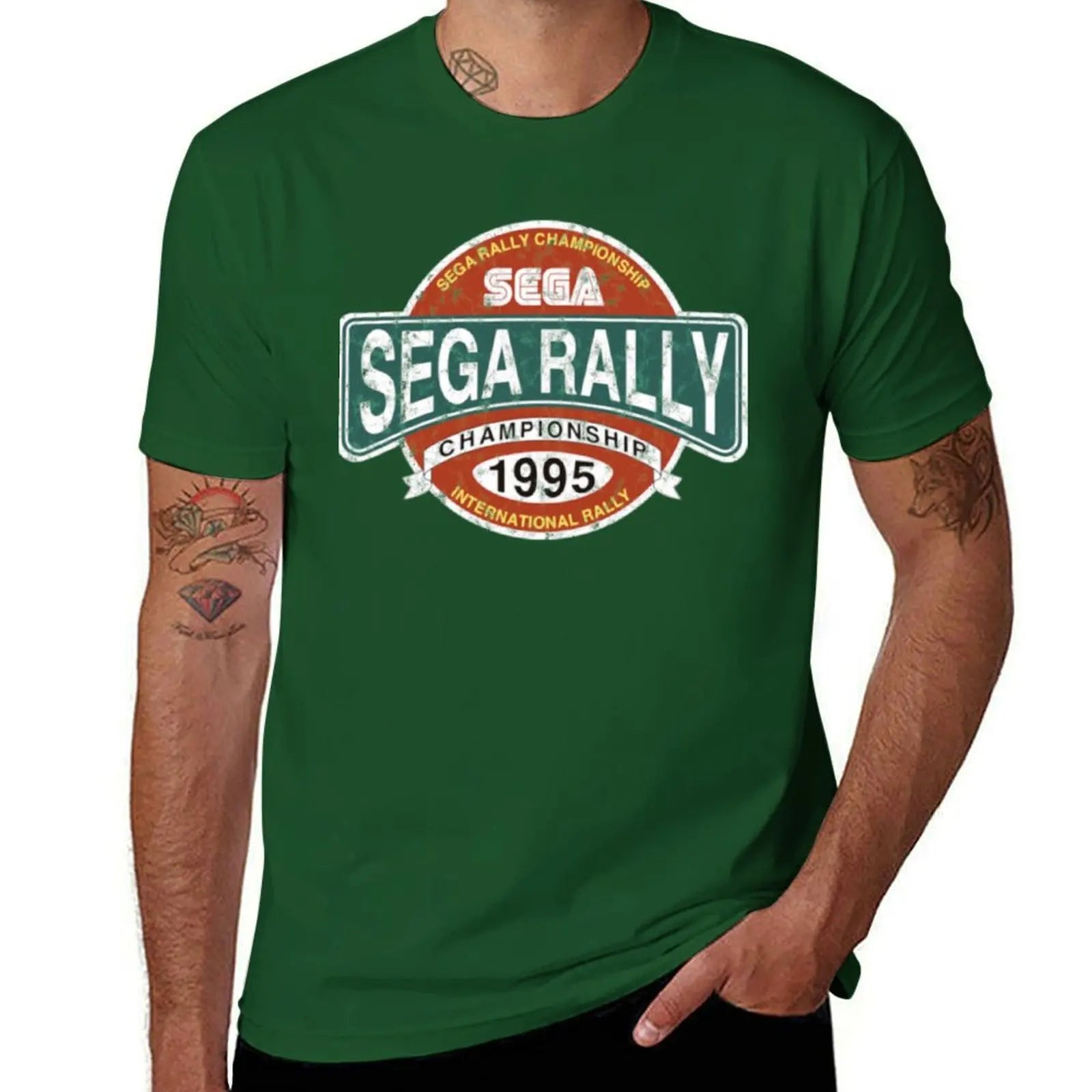 Sega Rally — Championship Distressed Logo Tee - Neon Districts