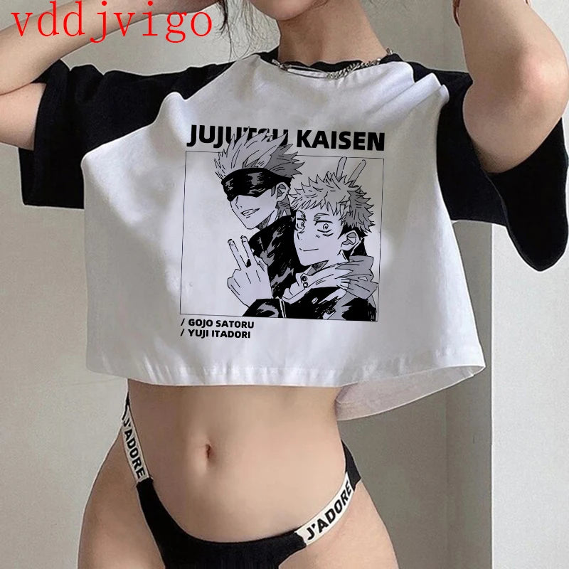 Jujutsu Kaisen Crop Top – Gojo Satoru & Itadori Gothic Tee