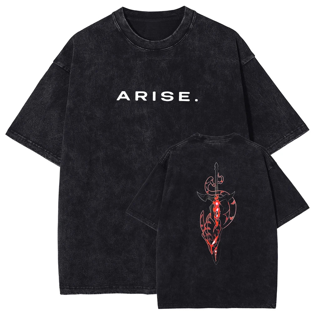 Solo Leveling ARISE Graphic Tee – Vintage Washed Oversized