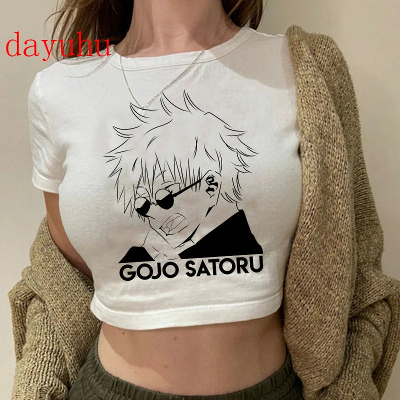 Jujutsu Kaisen Hip-Hop Crop Top – Y2K Gojo & Itadori Tee