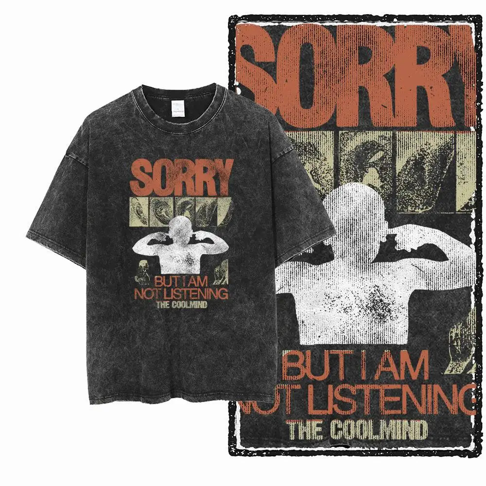 G12 Acid Washed Black Streetwear Tee – Oversized Vintage O-Neck