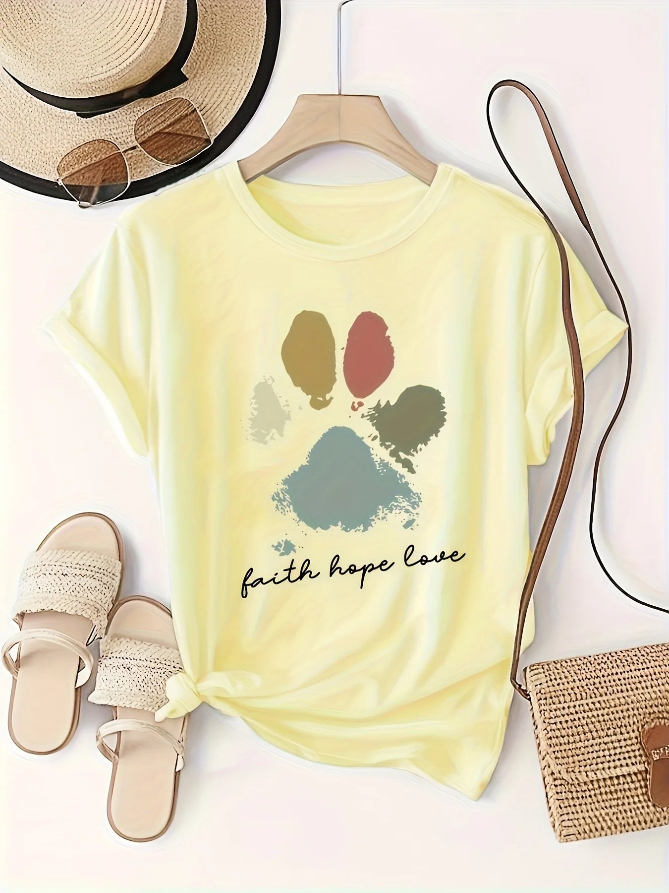 Faith Hope Love Paw Print Tee - Neon Districts