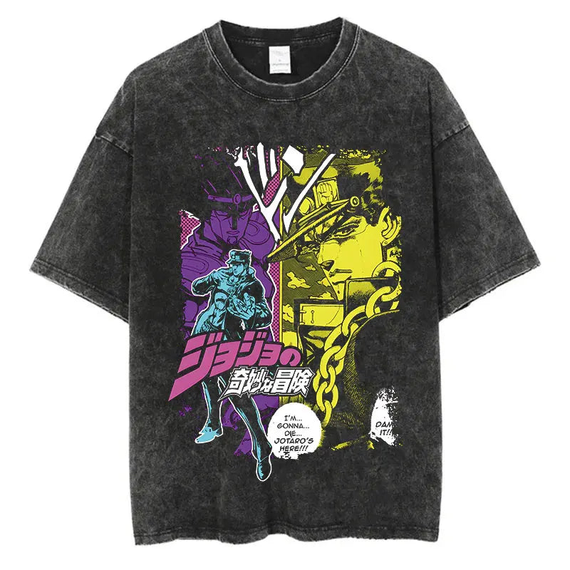 JoJo's Bizarre Adventure — Vintage Washed Hip Hop Streetwear Tee - Neon Districts