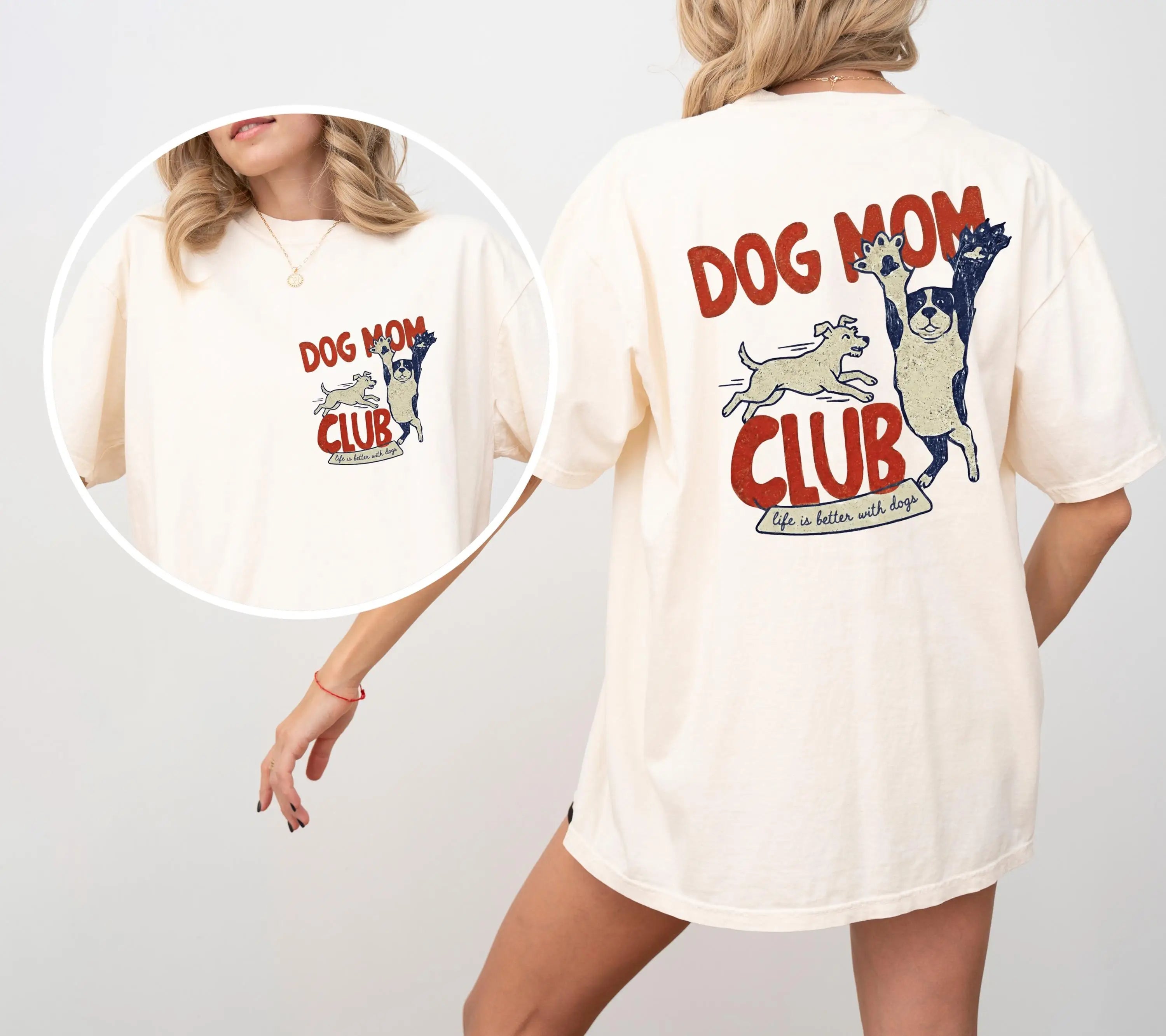 Dog Mom Club Retro Oversized Tee - Neon Districts