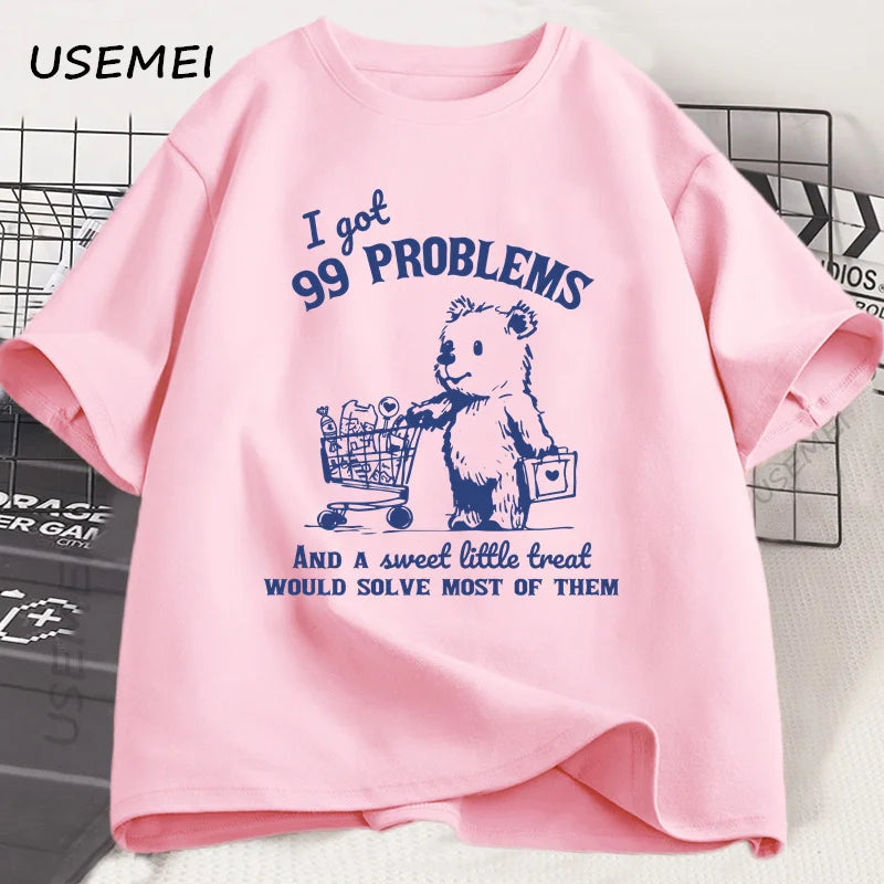 99 Problems — Cute Little Bear Meme Graphic Tee - Neon Districts