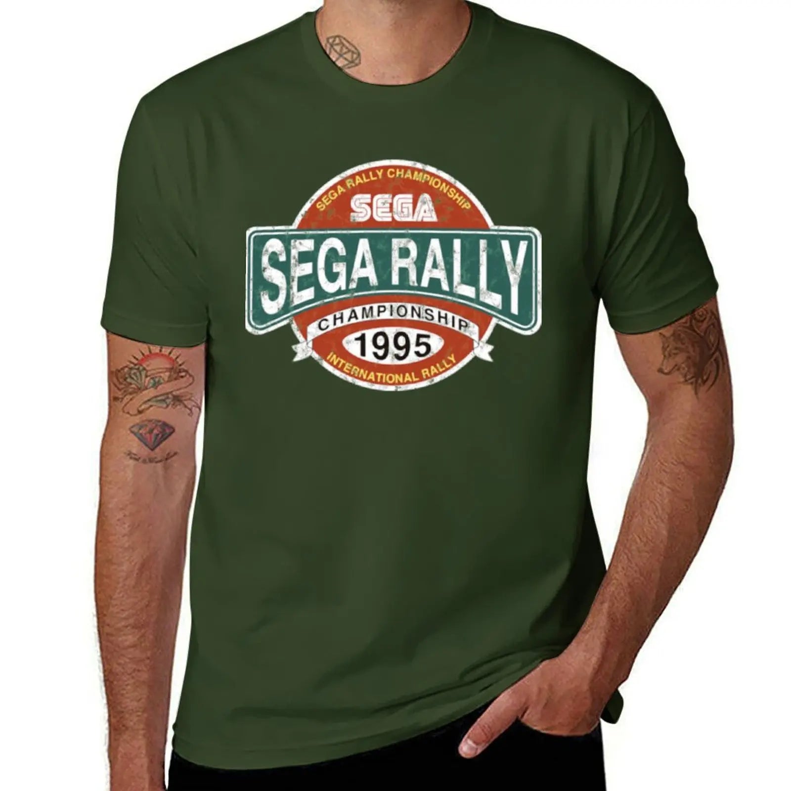 Sega Rally — Championship Distressed Logo Tee - Neon Districts