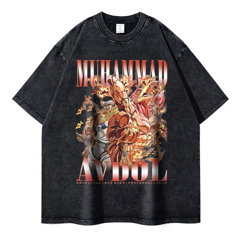 JoJo Steel Ball Run — Gyro Zeppeli Vintage Washed Streetwear Tee - Neon Districts