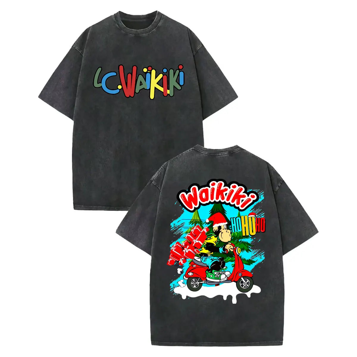 LC Waikiki Monkey — Vintage Washed Y2K Summer Graphic Tee - Neon Districts