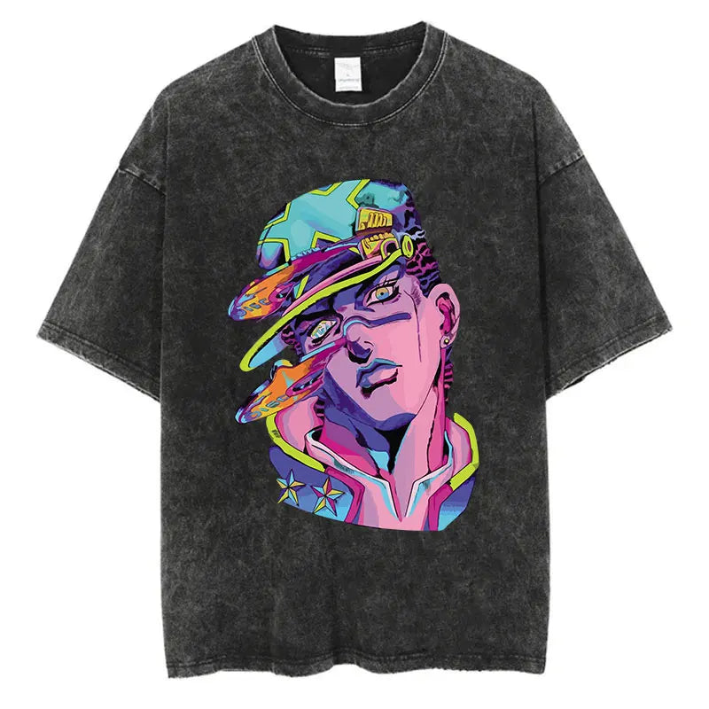 JoJo's Bizarre Adventure — Vintage Washed Hip Hop Streetwear Tee - Neon Districts