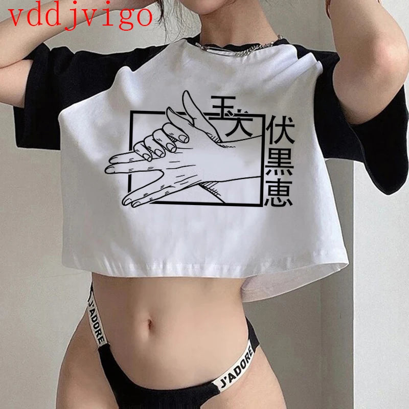 Jujutsu Kaisen Crop Top – Gojo Satoru & Itadori Gothic Tee