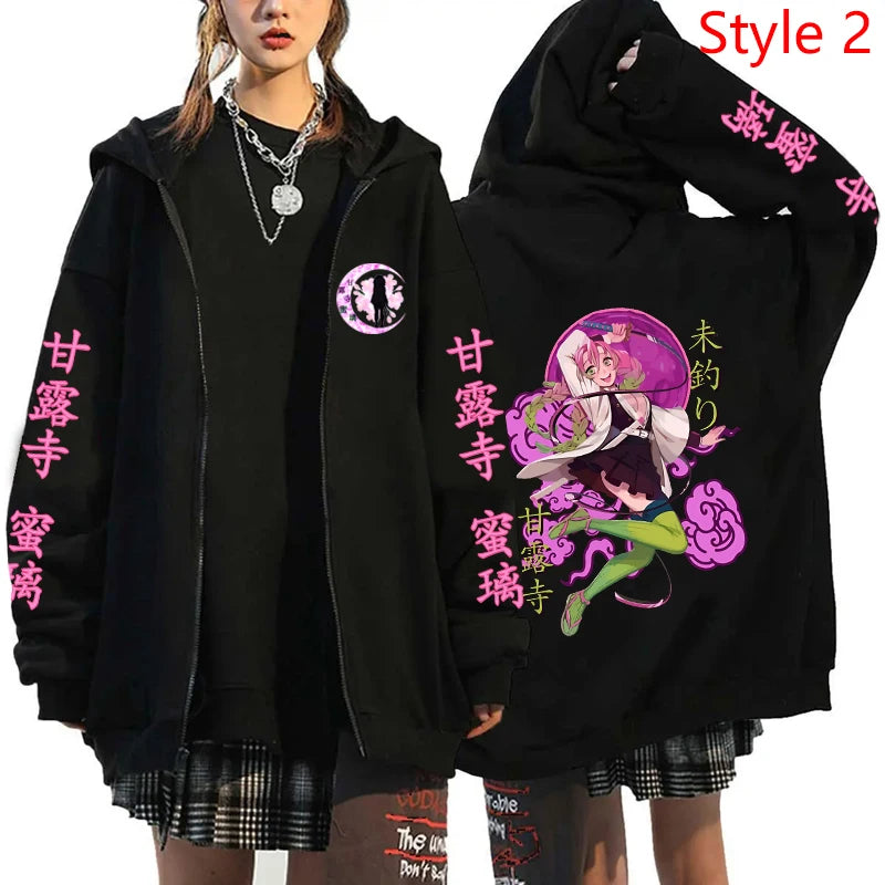 Demon Slayer Kanroji Mitsuri Zip Hoodie - Neon Districts