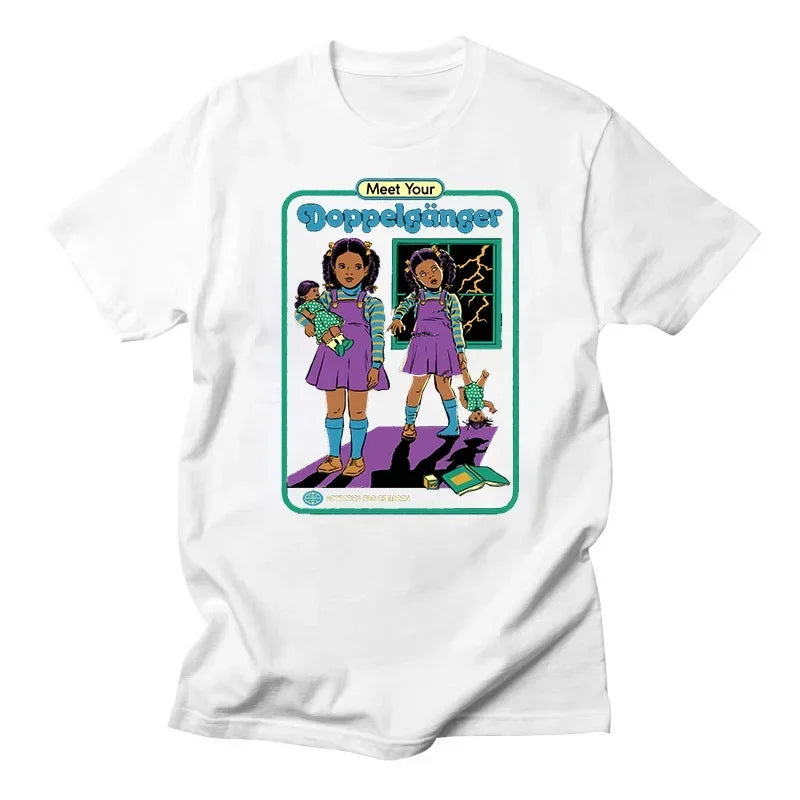 Horror Alien — Are We Here Yet? Harajuku Vintage Demon Graphic Tee - Neon Districts