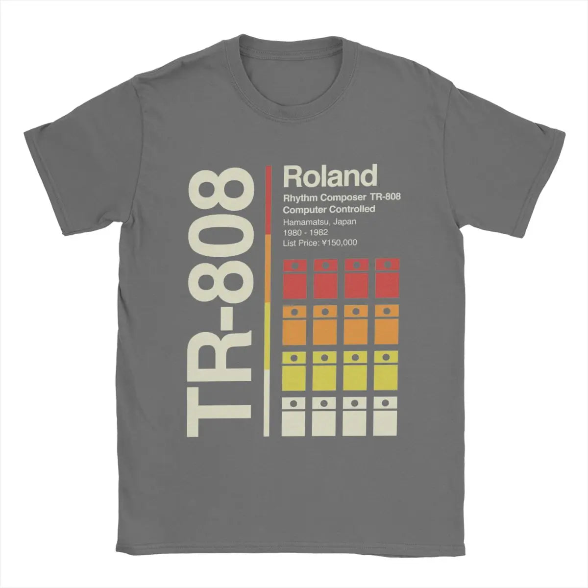 Roland TR-808 — Vertical Drum Machine Graphic Tee - Neon Districts