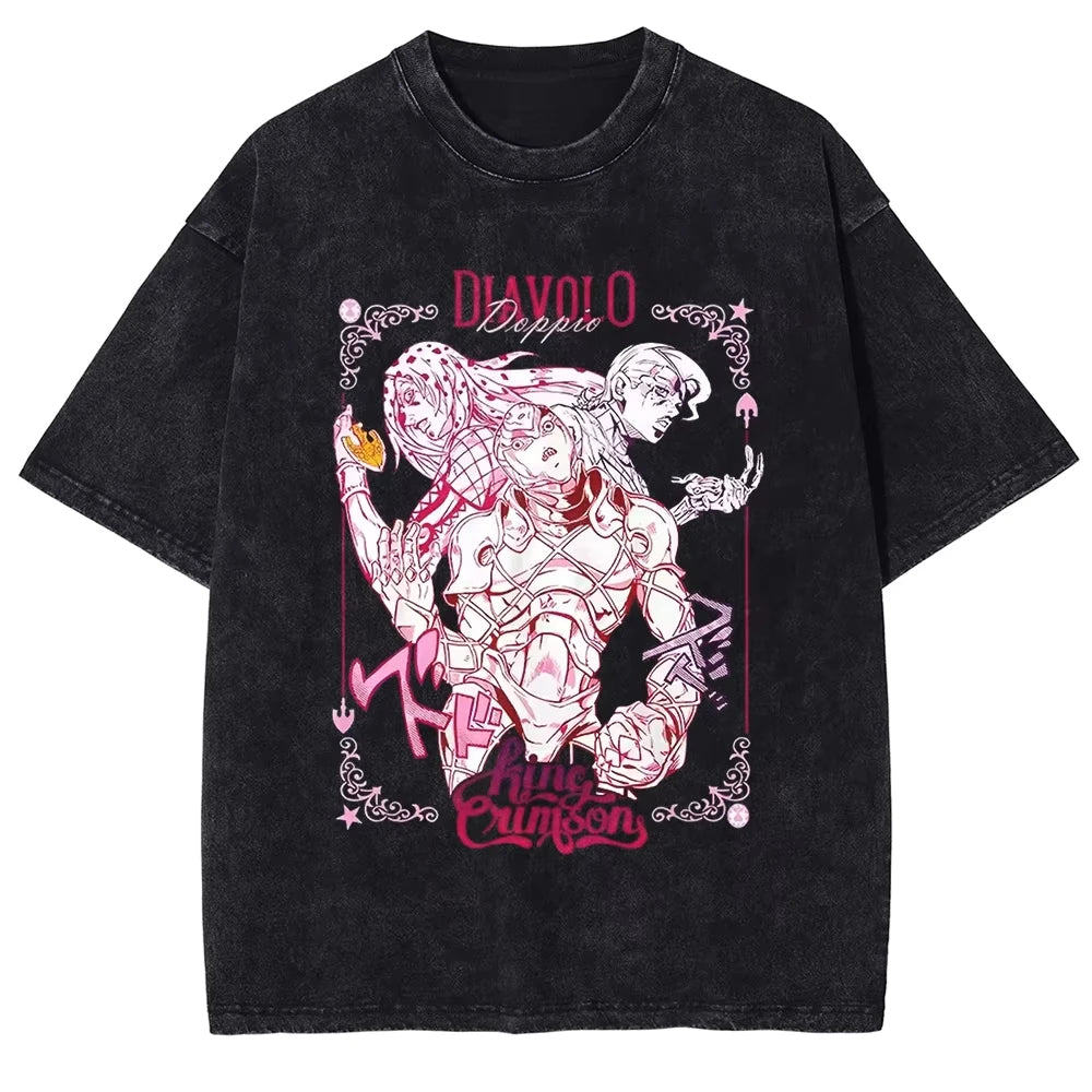 Gyro Zeppeli — JoJo Vintage Washed Oversized Anime Streetwear Tee - Neon Districts