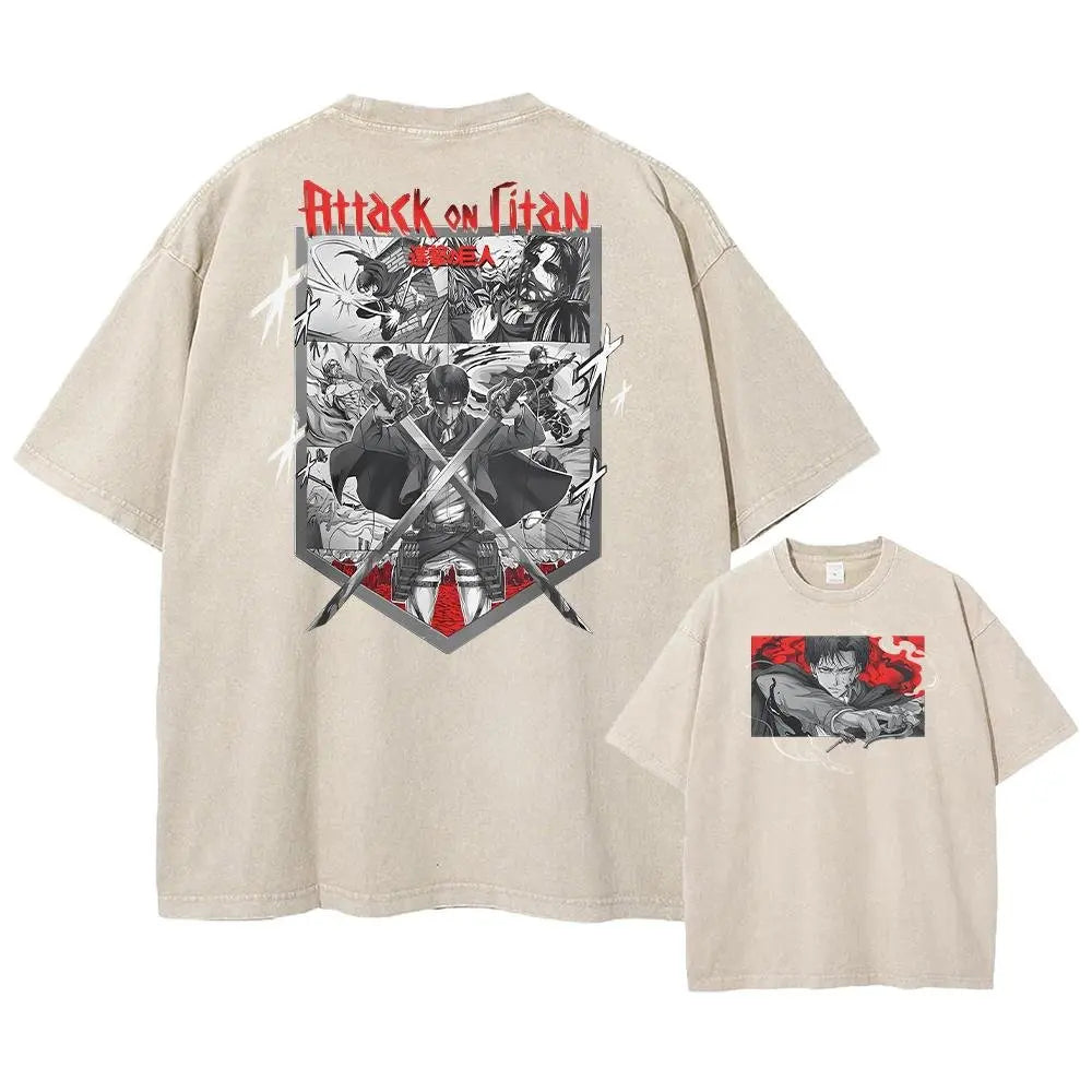 Attack on Titan Harajuku Oversized Tee – Vintage Washed