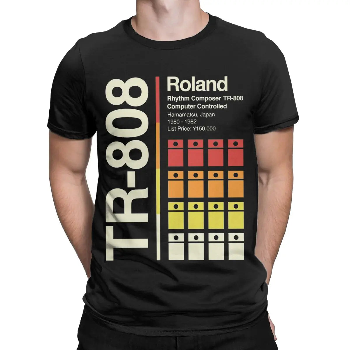 Roland TR-808 — Vertical Drum Machine Graphic Tee - Neon Districts