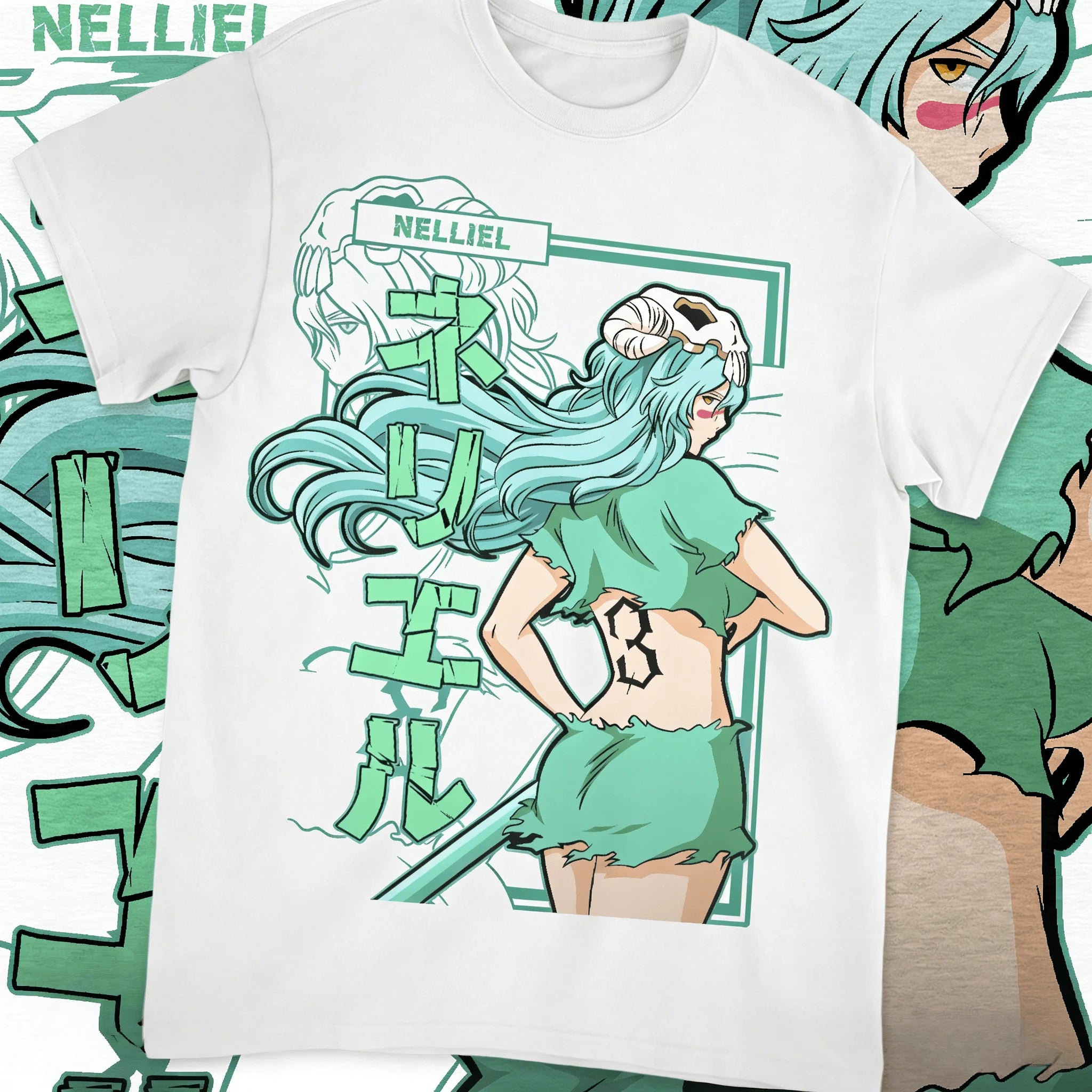 Bleach Nelliel Graphic Tee – Oversized Y2K Anime Cotton Shirt