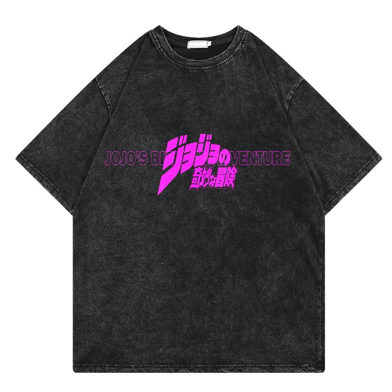 Gyro Zeppeli — JoJo Vintage Washed Oversized Anime Streetwear Tee - Neon Districts