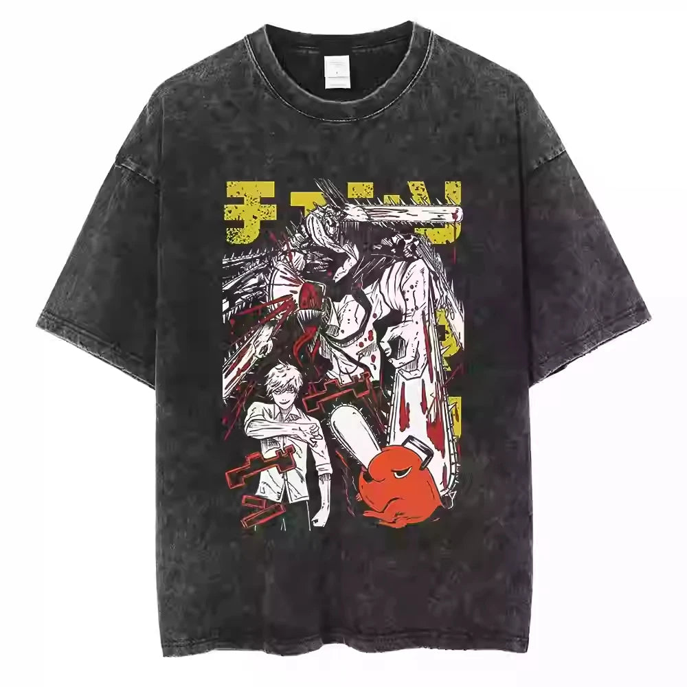 Chainsaw Man — Full Cast Washed Oversized Tee - Neon Districts