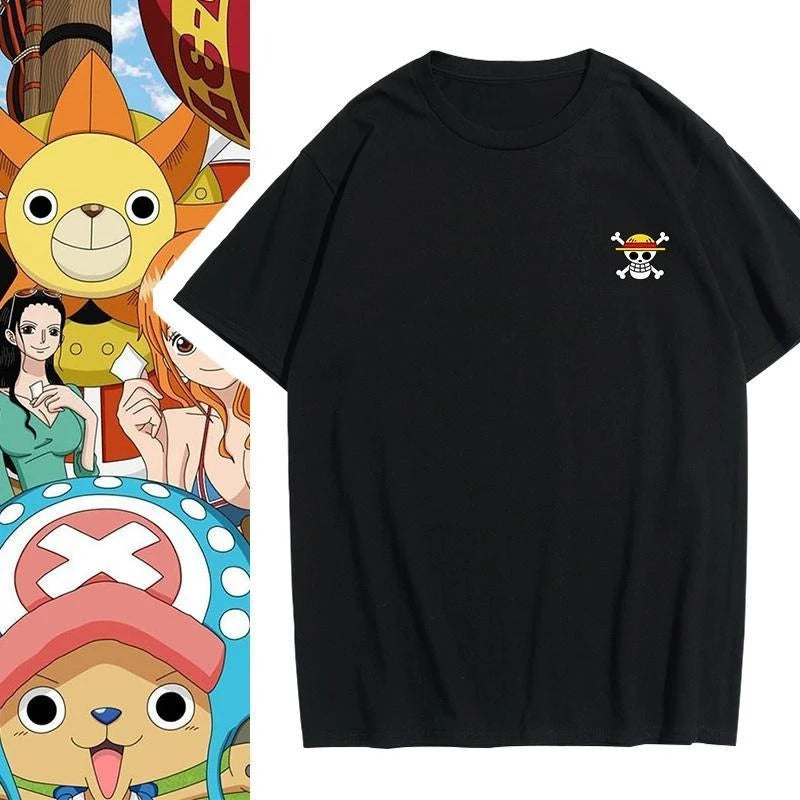 One Piece Graphic Tee: Cartoon Animation Collab for Fans - Neon Districts