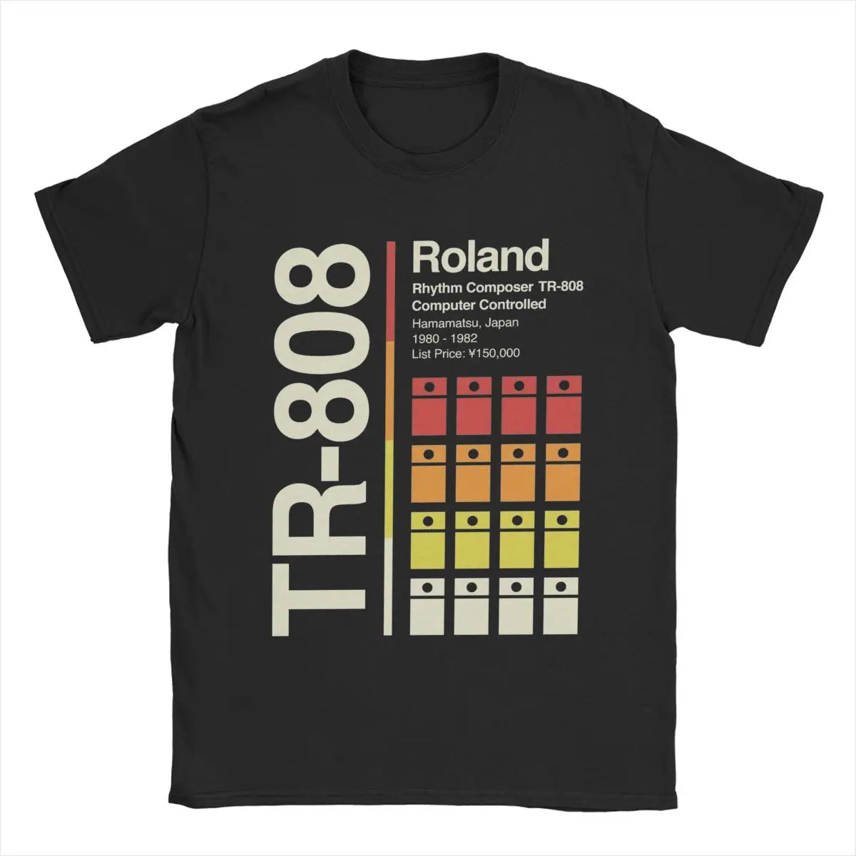 Roland TR-808 — Vertical Drum Machine Graphic Tee - Neon Districts
