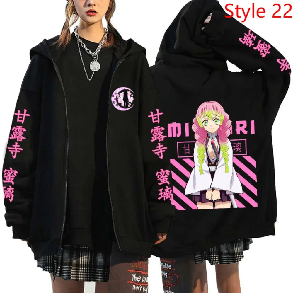 Demon Slayer Kanroji Mitsuri Zip Hoodie - Neon Districts