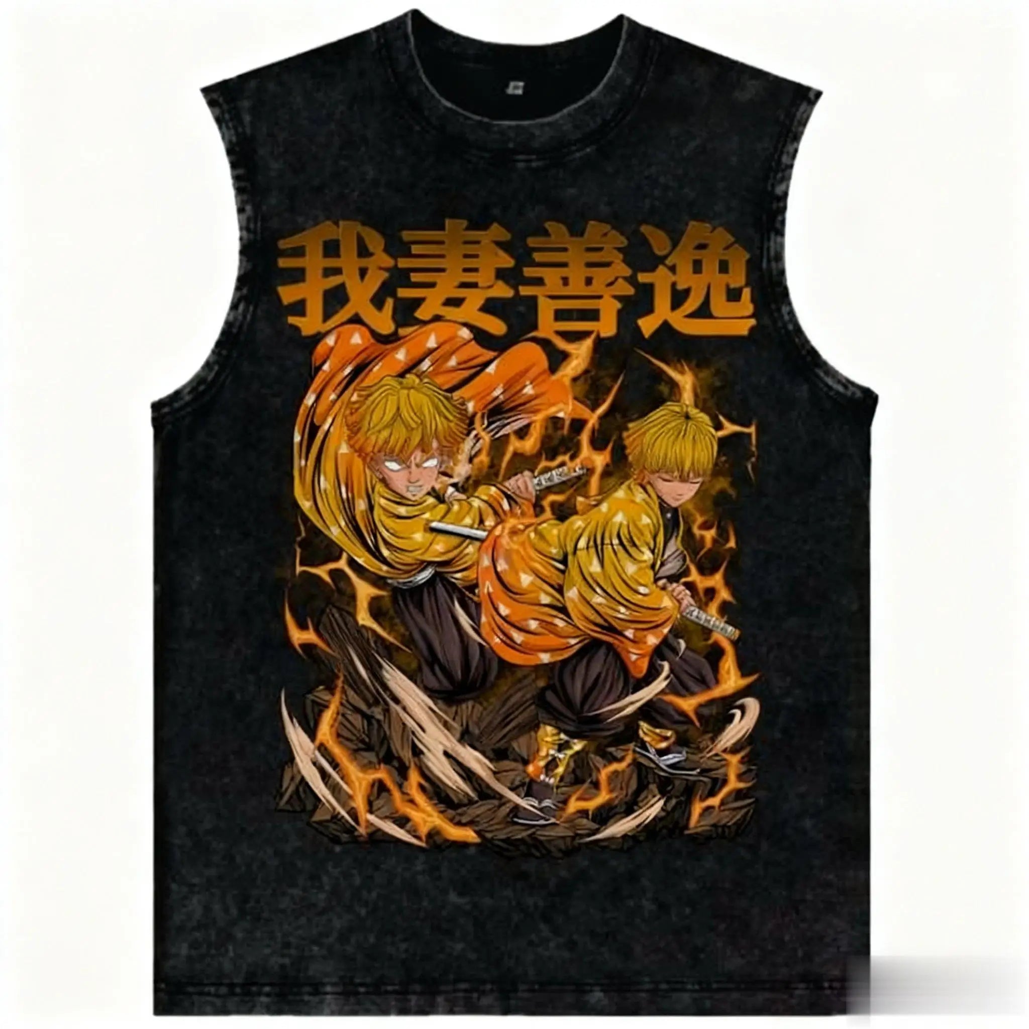 Demon Slayer — Harajuku Vintage Washed Tank Top - Neon Districts