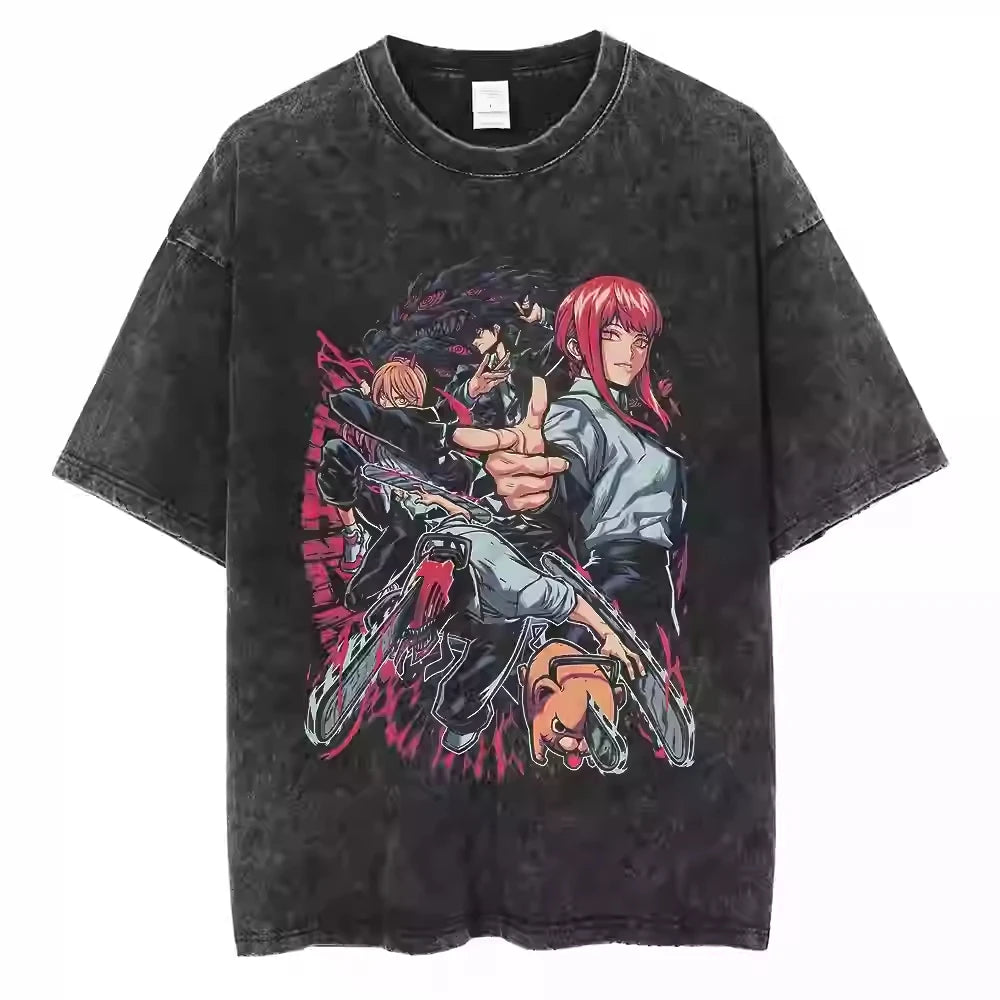 Chainsaw Man — Full Cast Washed Oversized Tee - Neon Districts