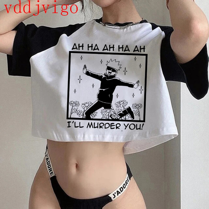 Jujutsu Kaisen Crop Top – Gojo Satoru & Itadori Gothic Tee