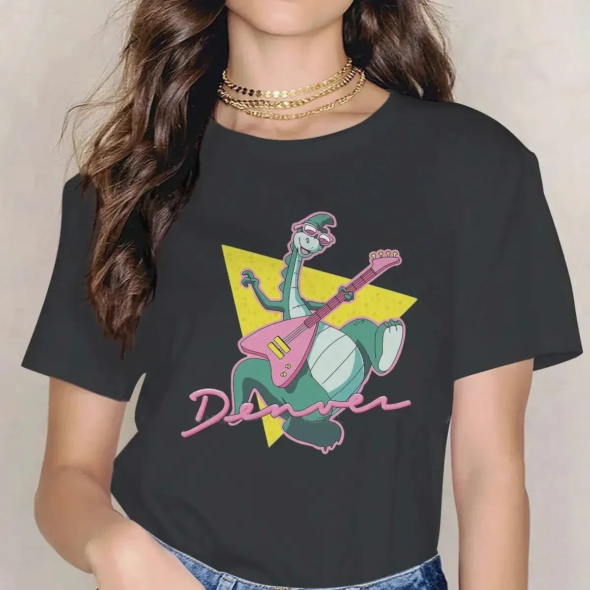 Denver the Last Dinosaur — 90s Cartoon Classic Tee - Neon Districts