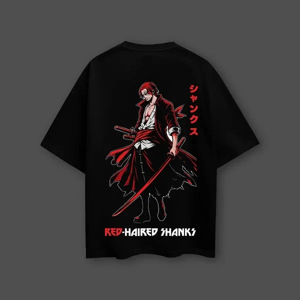 One Piece — Red-Haired Shanks Oversized Cotton Tee - Neon Districts