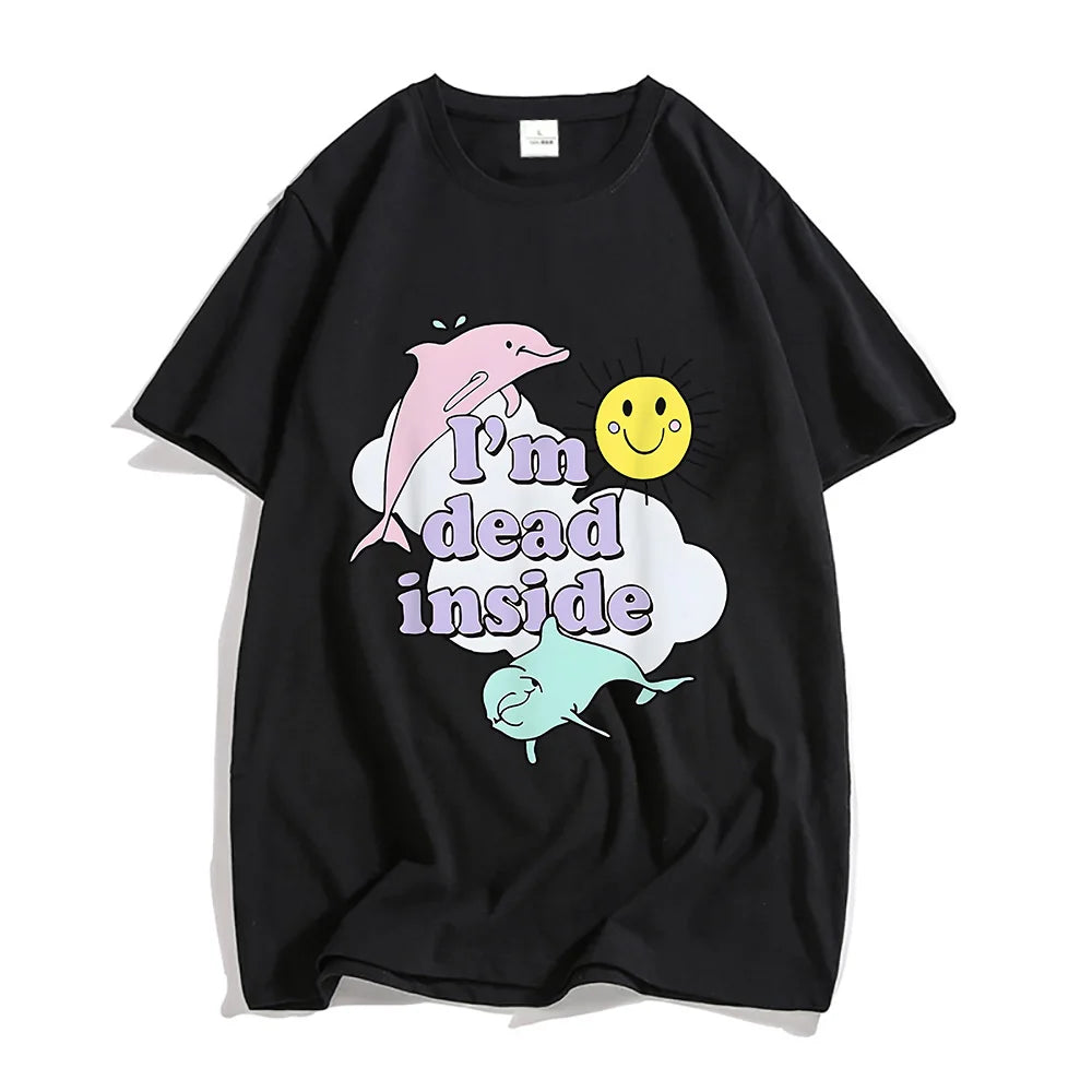 I'm Dead Inside — Dolphin Meme Trendy Graphic Tee - Neon Districts