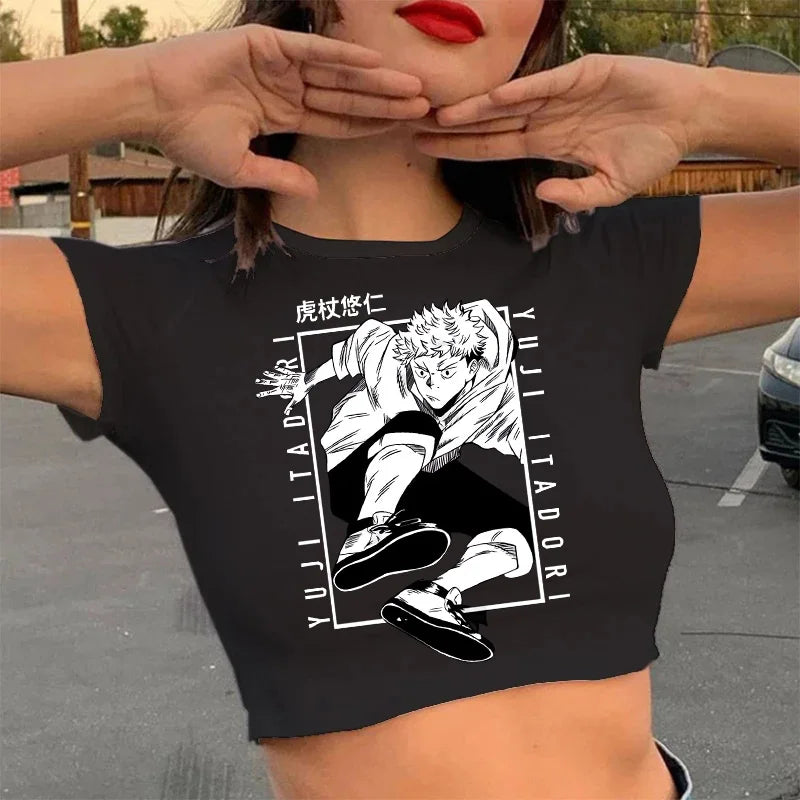 Jujutsu Kaisen Gothic Crop Top – Gojo Satoru Cropped Tee