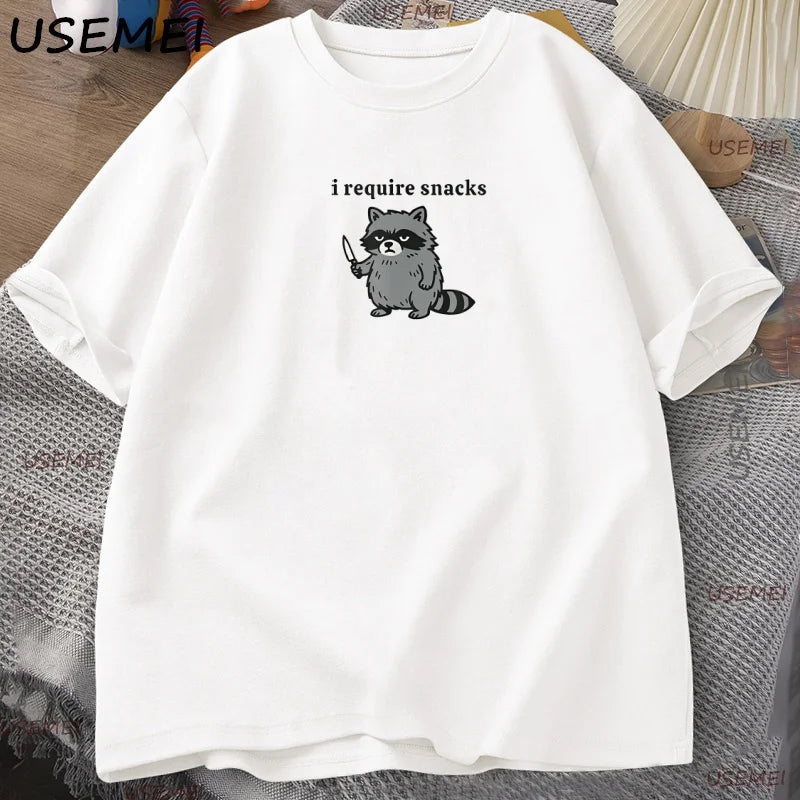 I Require Snacks — Raccoon Meme Graphic Tee - Neon Districts