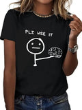 PLZ USE IT — Brain Humor Graphic Tee for Girls - Neon Districts