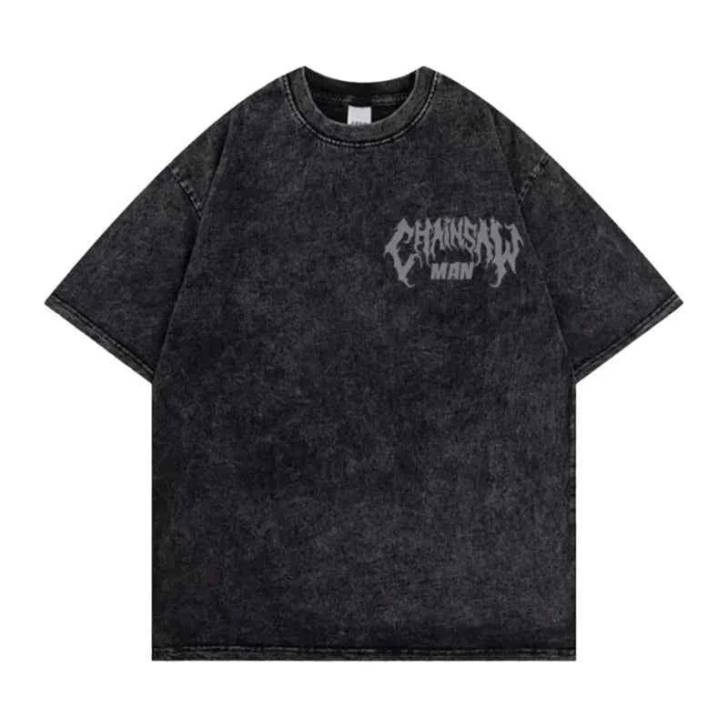 Chainsaw Man Retro Washed Hip-Hop Tee