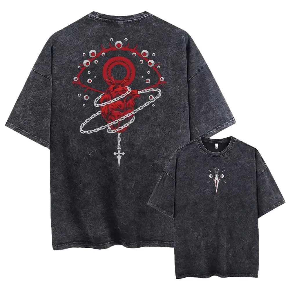 Japanese Anime Washed Tee – Hip-Hop Harajuku Oversized Top