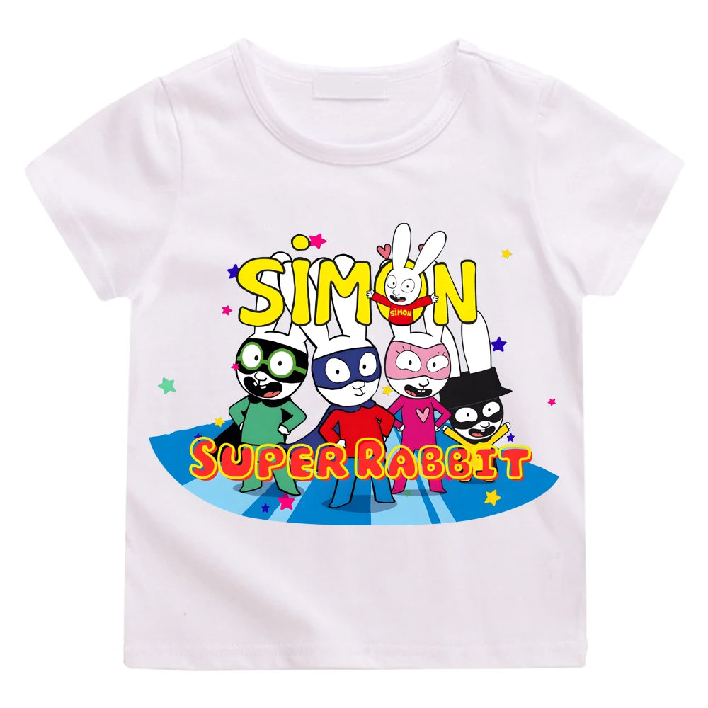 Simon Super Rabbit Kawaii Kids Tee - Neon Districts