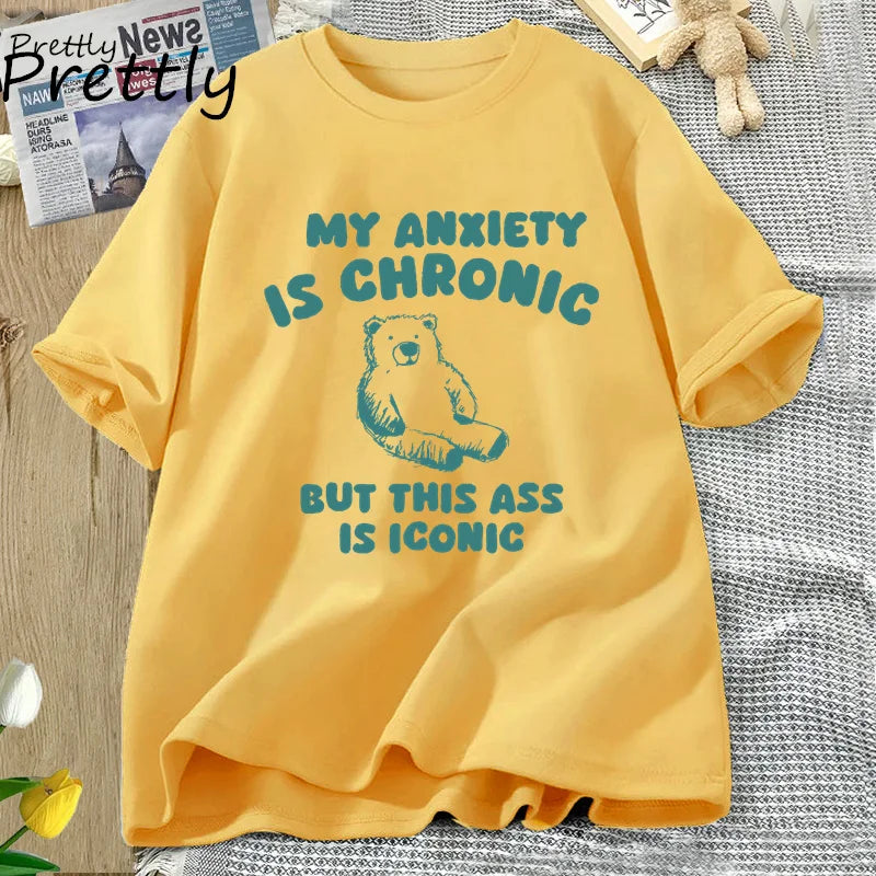 My Anxiety Is Chronic Bear Tee - Neon Districts