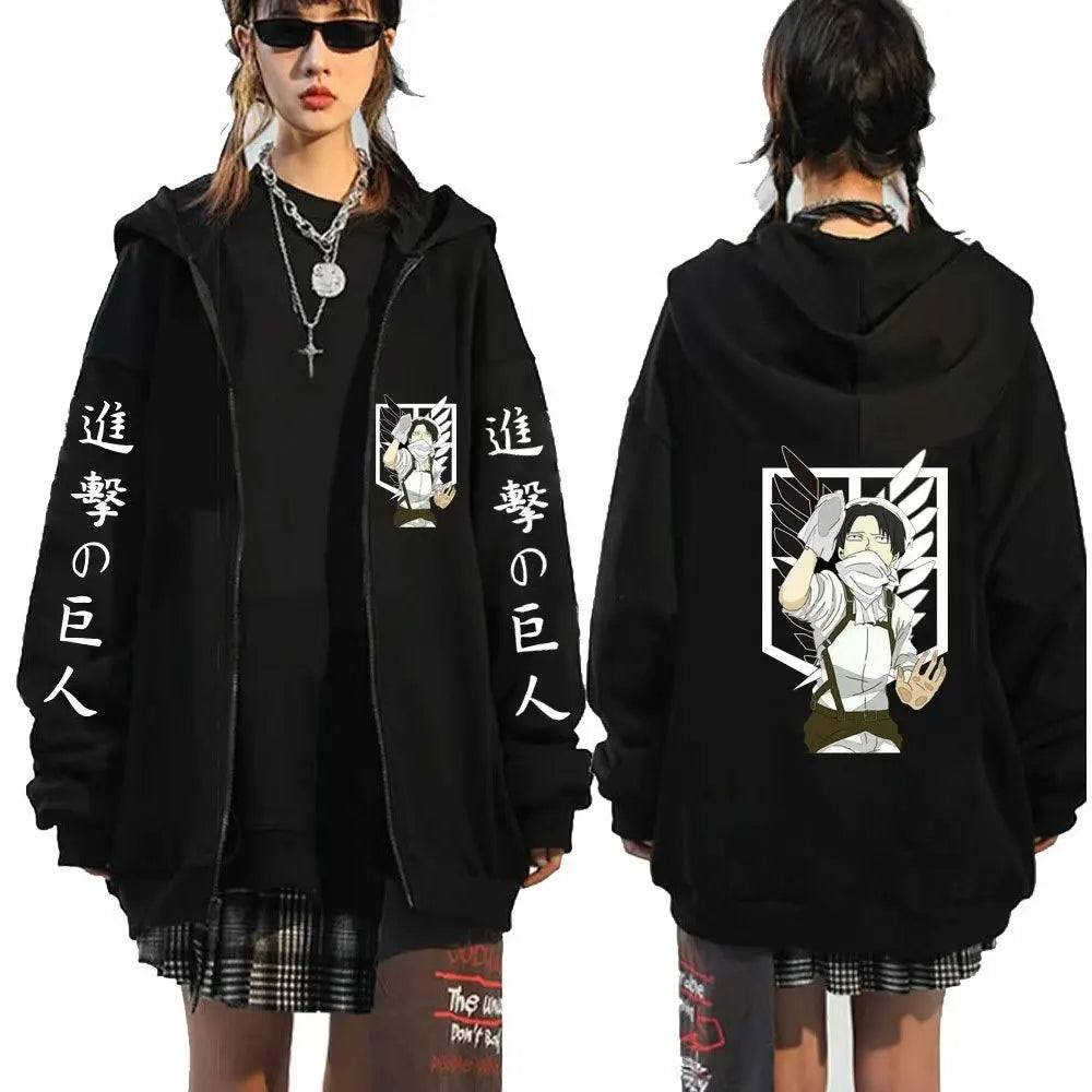 Attack on Titan Levi Zip Hoodie - Neon Districts