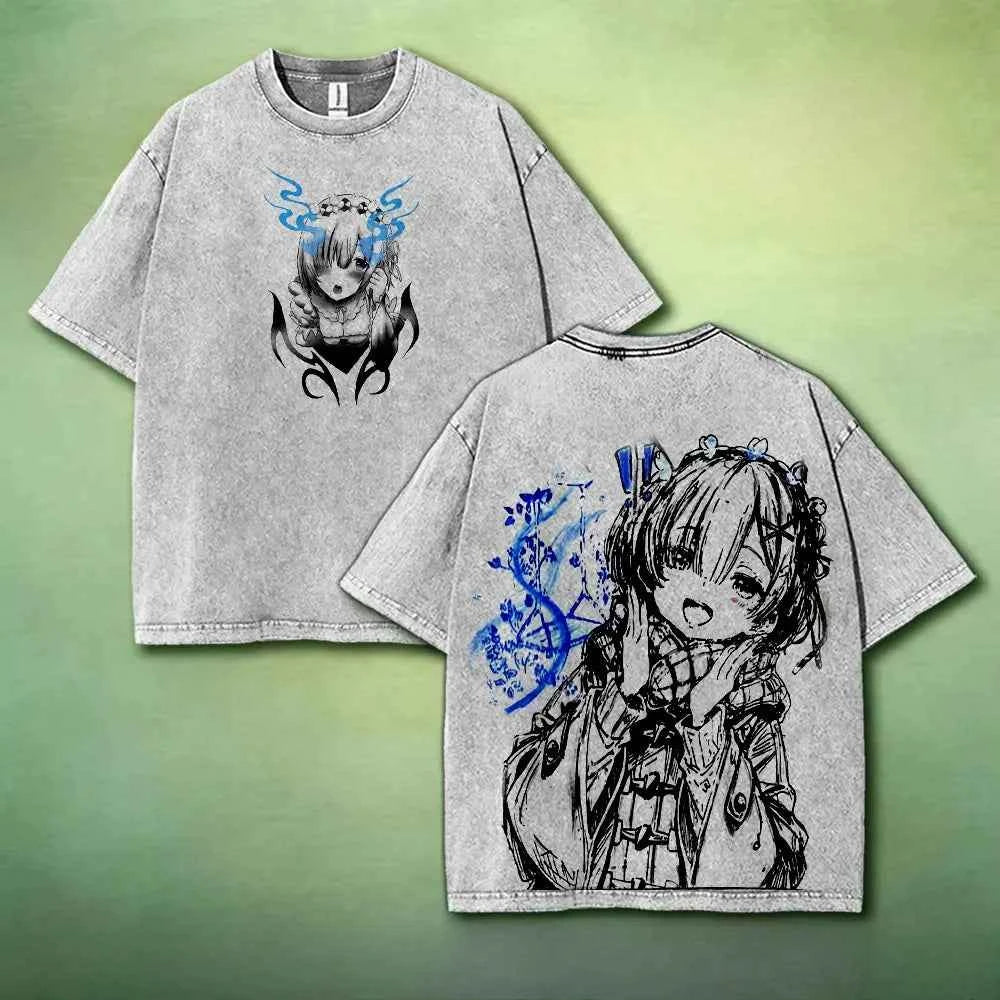 Rem Re:Zero Vintage Tee – Oversized Anime Manga Shirt