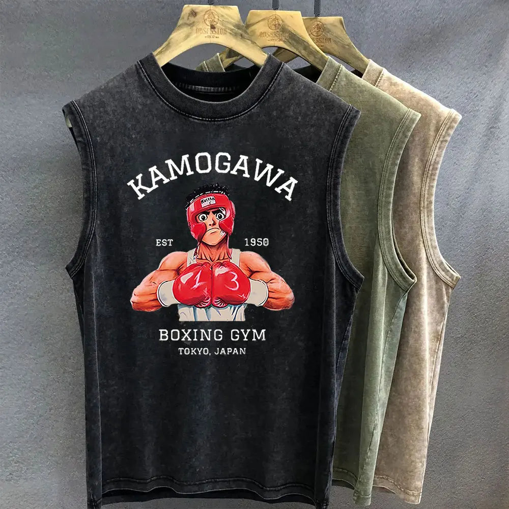 Hajime no Ippo — Vintage Washed Gym Tank Top - Neon Districts