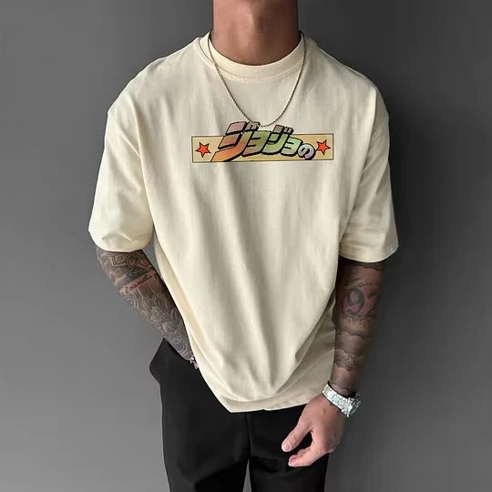 JoJo's Bizarre Adventure Harajuku Tee – Y2K Oversized Anime Shirt