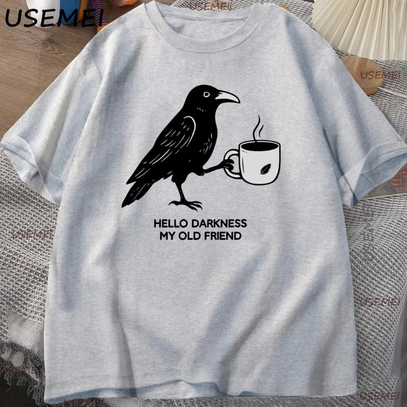 Crow & Coffee — Vintage Halloween Fall Crew Neck Graphic Tee - Neon Districts