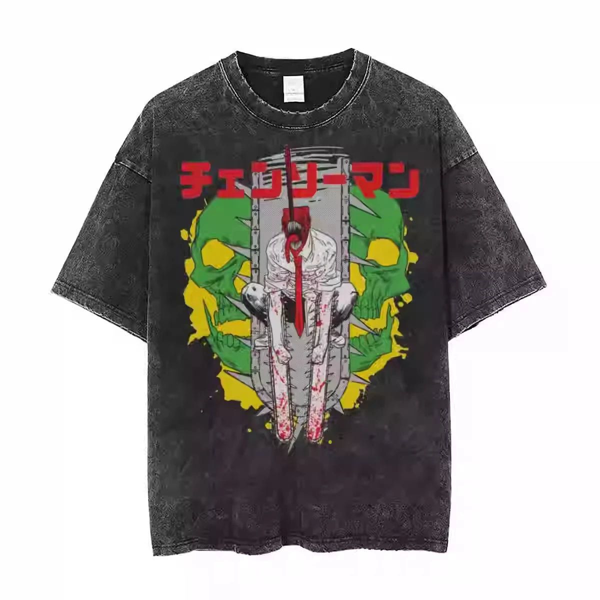 Chainsaw Man — Full Cast Washed Oversized Tee - Neon Districts