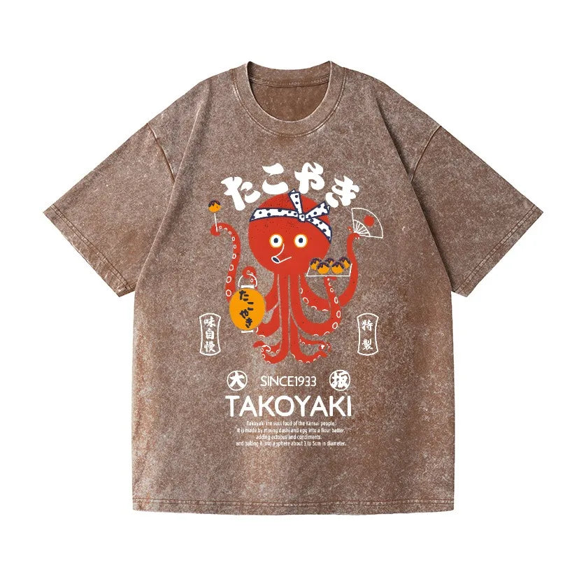 Takoyaki Vintage Wash Tee – Japanese Foodie Graphic Shirt