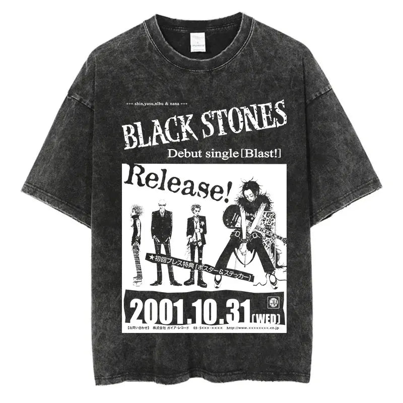 Nana Osaki Vintage Washed Tee – Harajuku Anime Retro Shirt