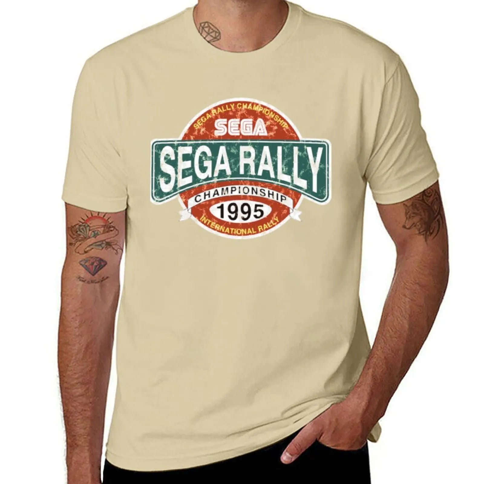 Sega Rally — Championship Distressed Logo Tee - Neon Districts