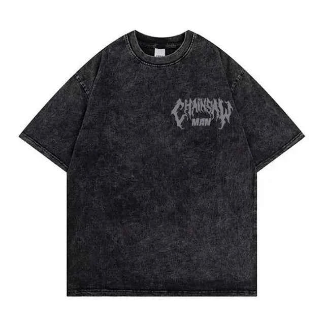 Chainsaw Man Retro Washed Hip-Hop Tee