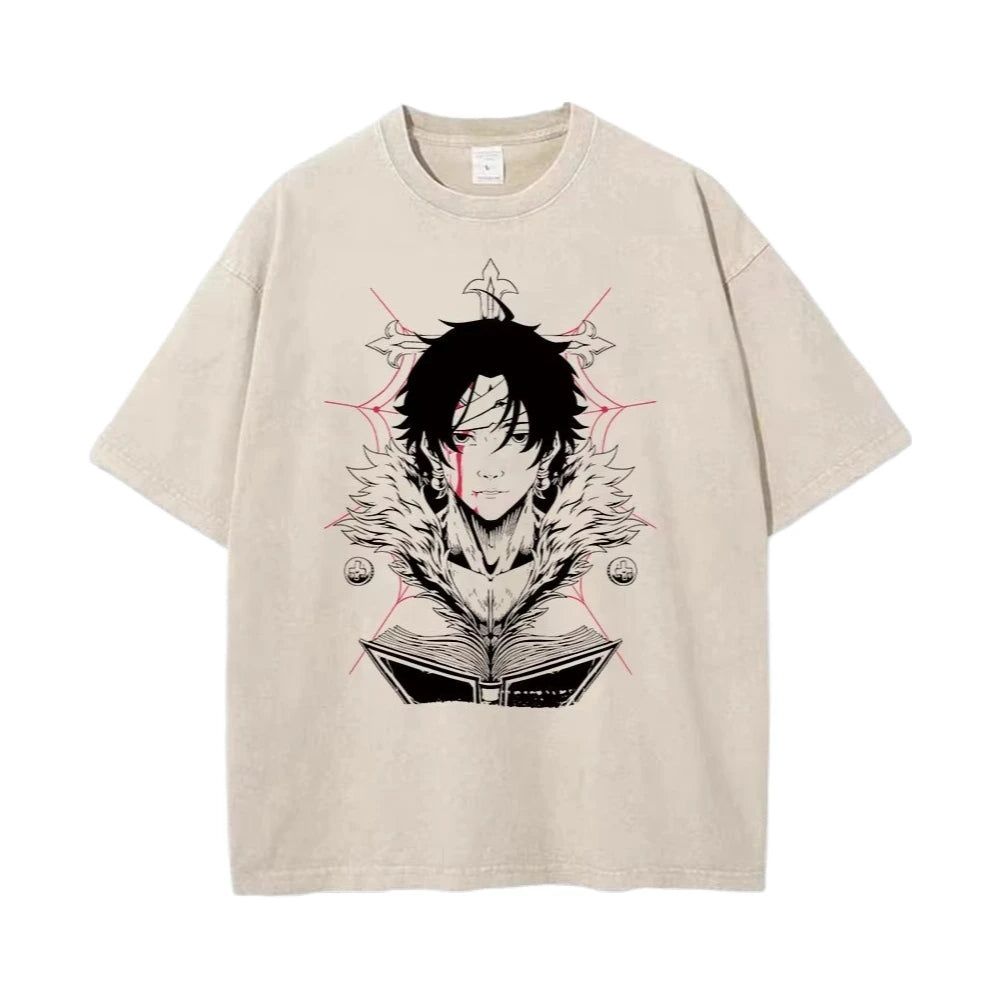 Japanese Anime Washed Tee – Hip-Hop Harajuku Oversized Top